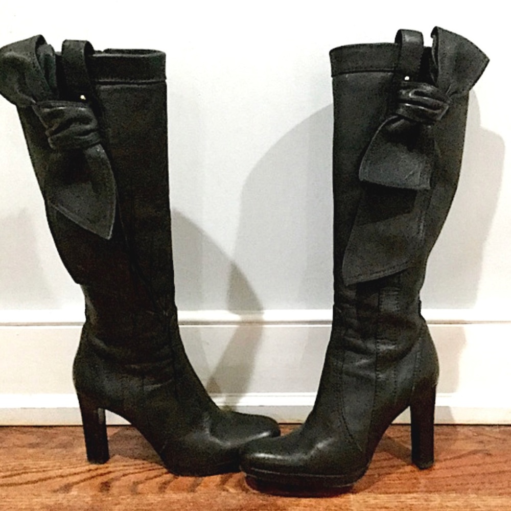 Valentino Nuage Knee High Detachable Bow Boots EUC 36.5 Platform Gorgeous!